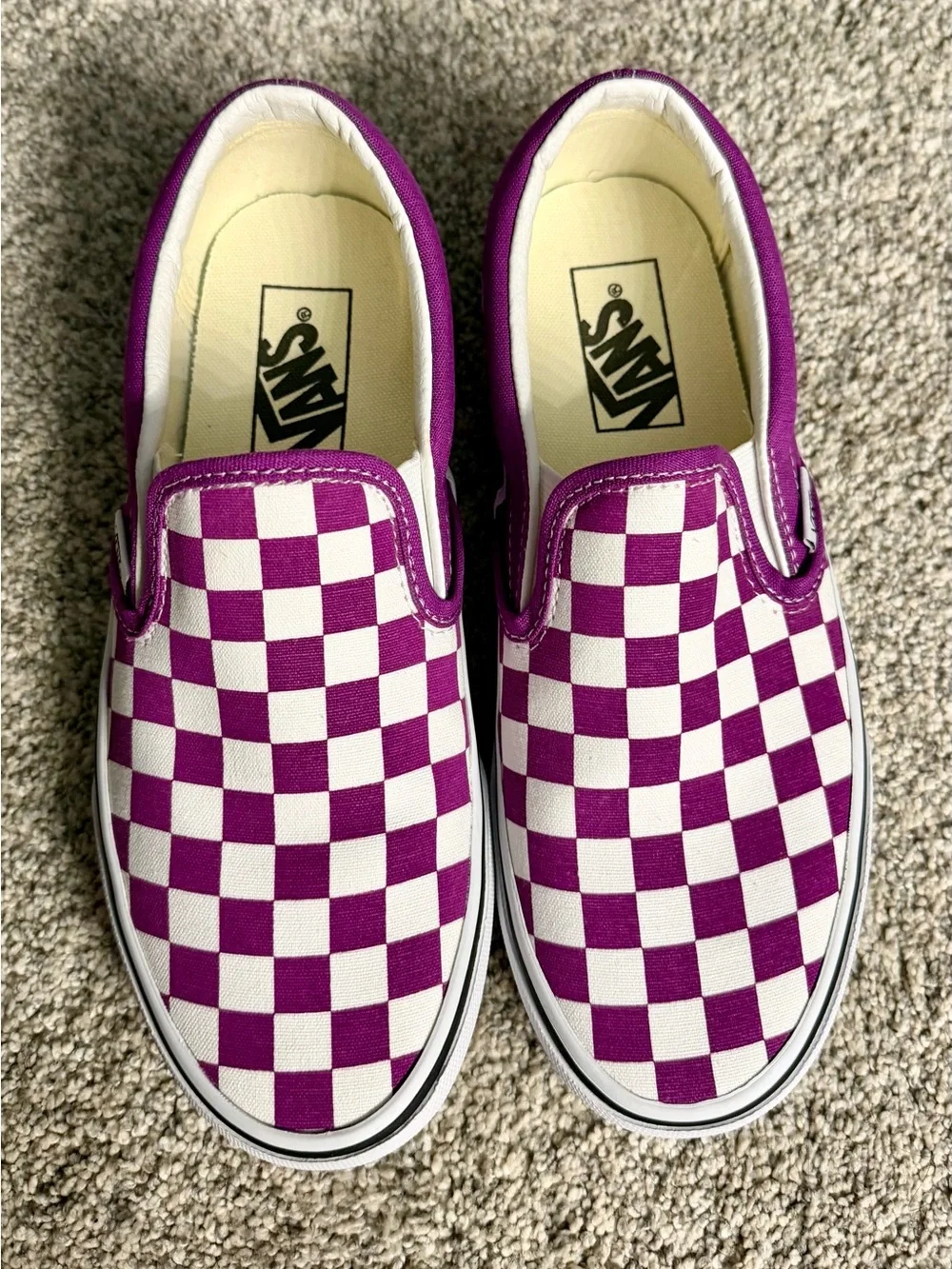 Vans Kids Checkerboard Slip-On Sneakers - Purple & White